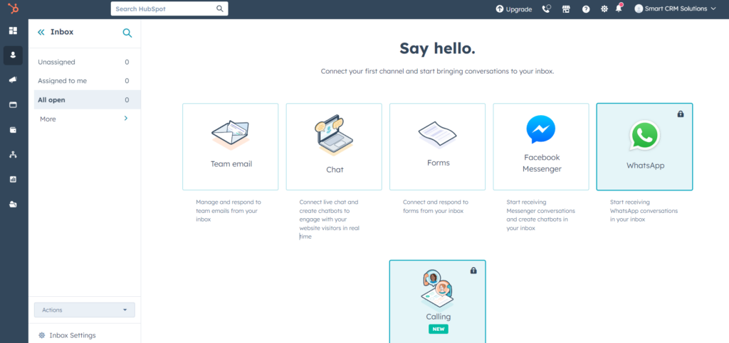 Безкоштовна Hubpsot CRM: Підключення каналів комунікації